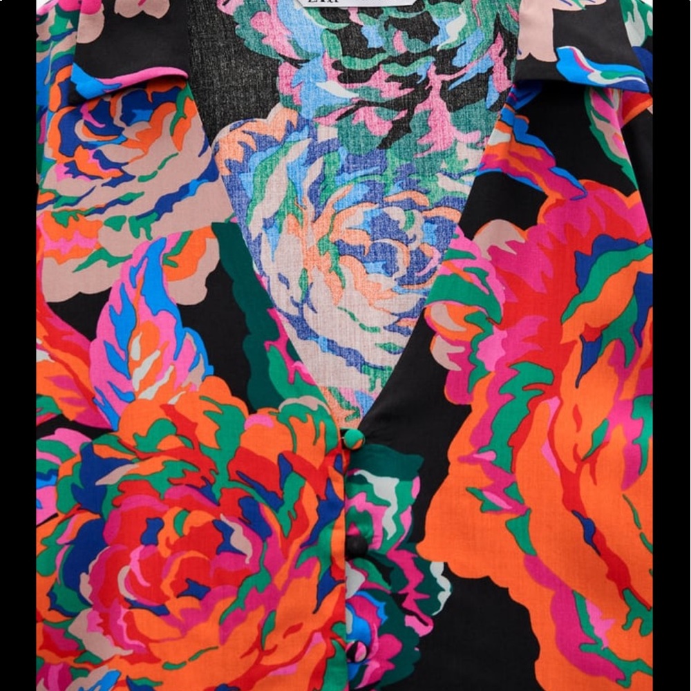 Zara flowy tropical floral  printed shirt - Picture 9 of 12